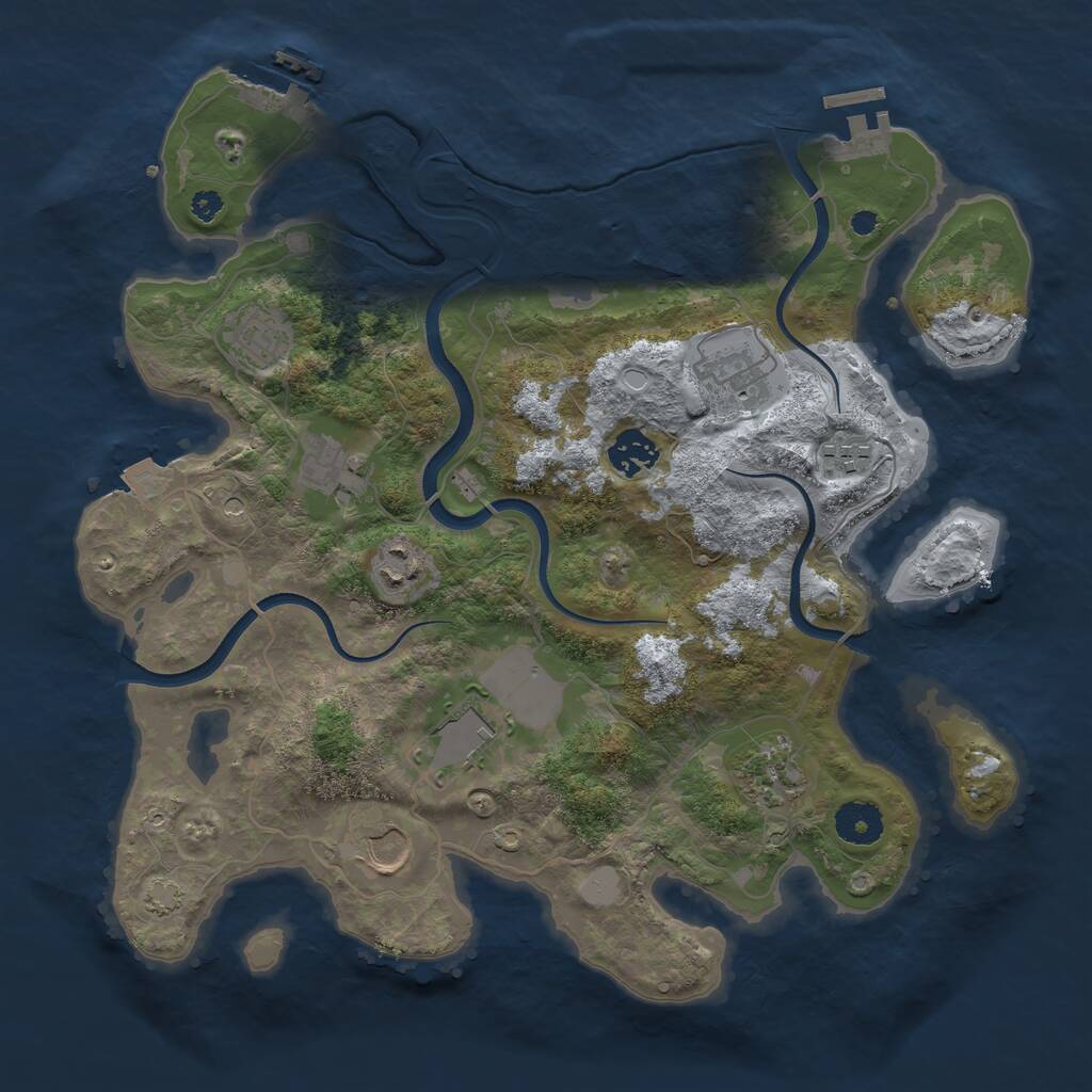 Rust Map: Procedural Map, Size: 3550, Seed: 279057, 14 Monuments