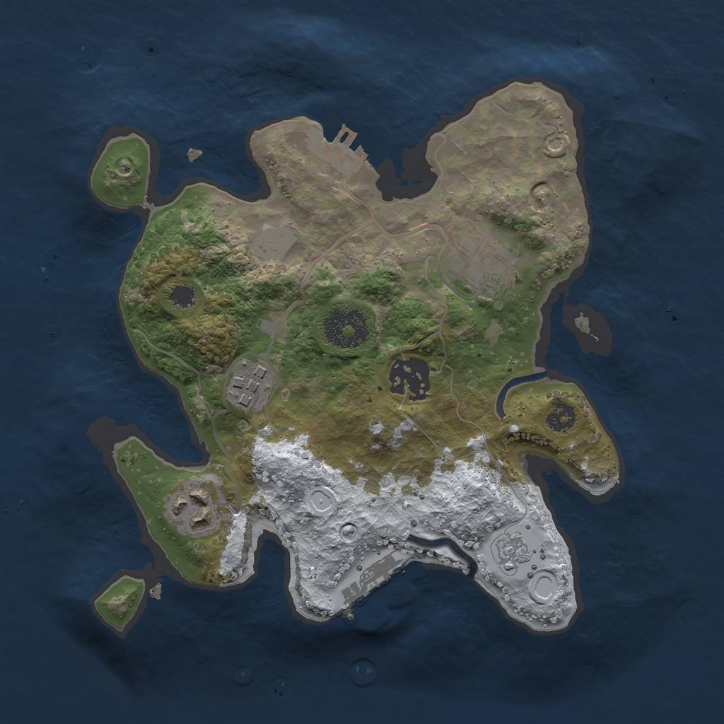 Rust Map: Procedural Map, Size: 2500, Seed: 1188534722, 12 Monuments