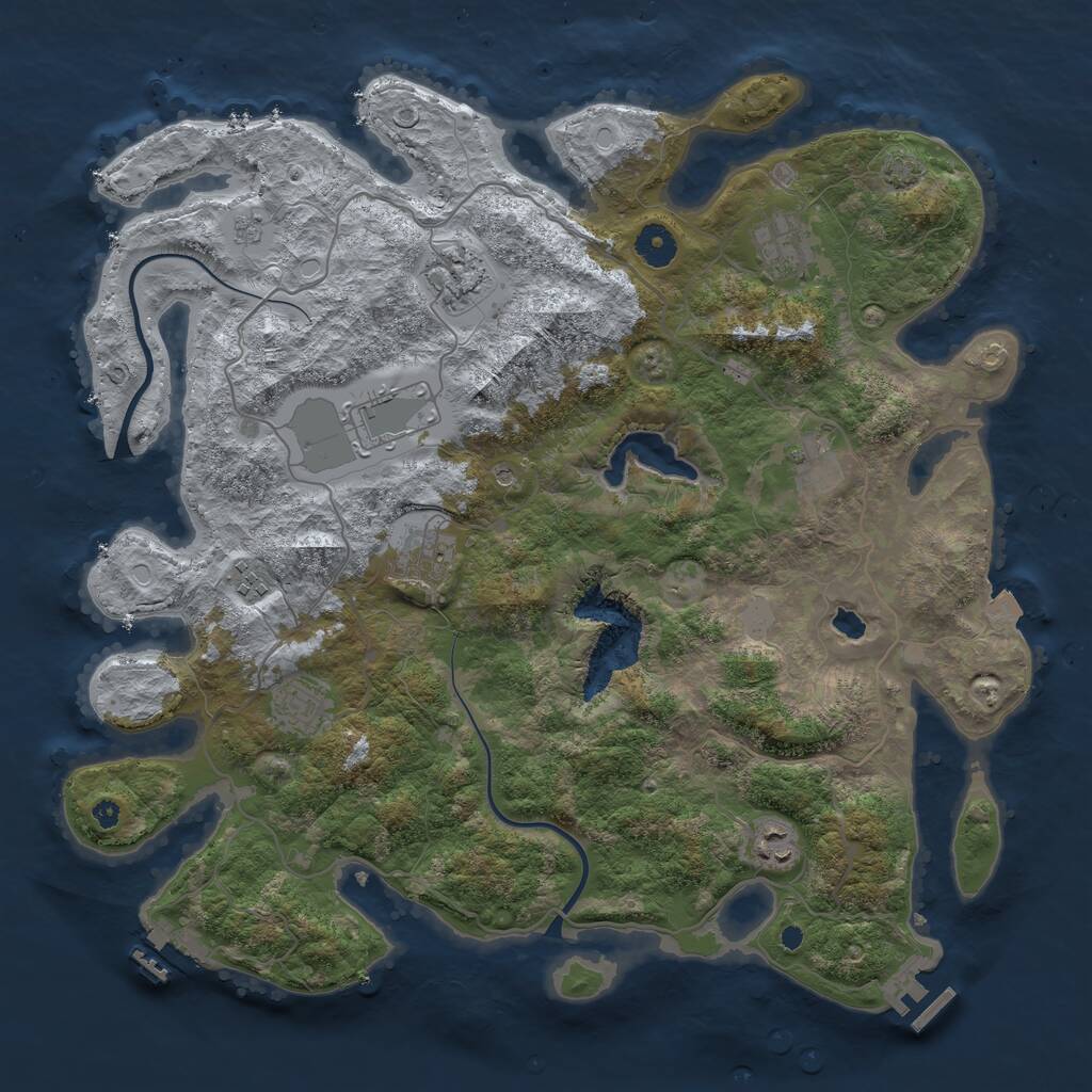 Rust Map: Procedural Map, Size: 4000, Seed: 477116, 14 Monuments