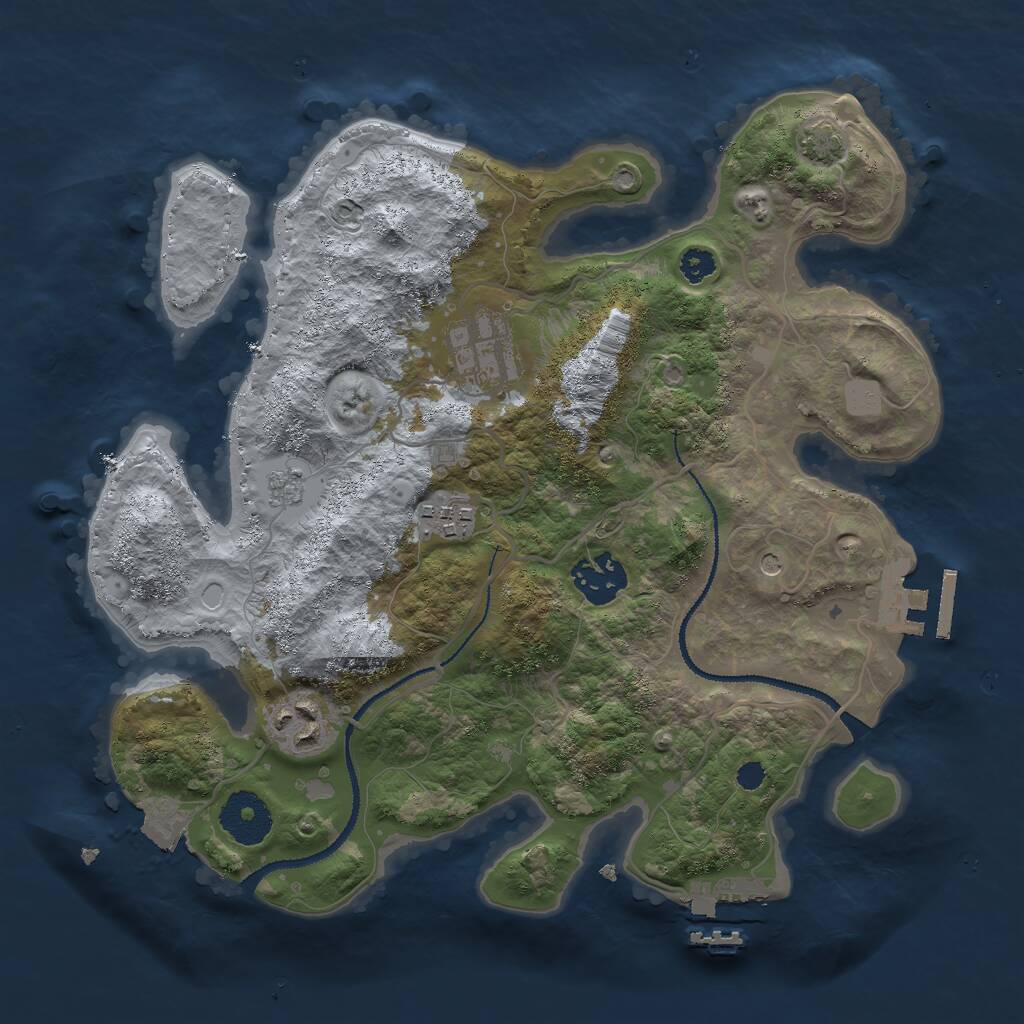 Rust Map: Procedural Map, Size: 3000, Seed: 420690, 10 Monuments