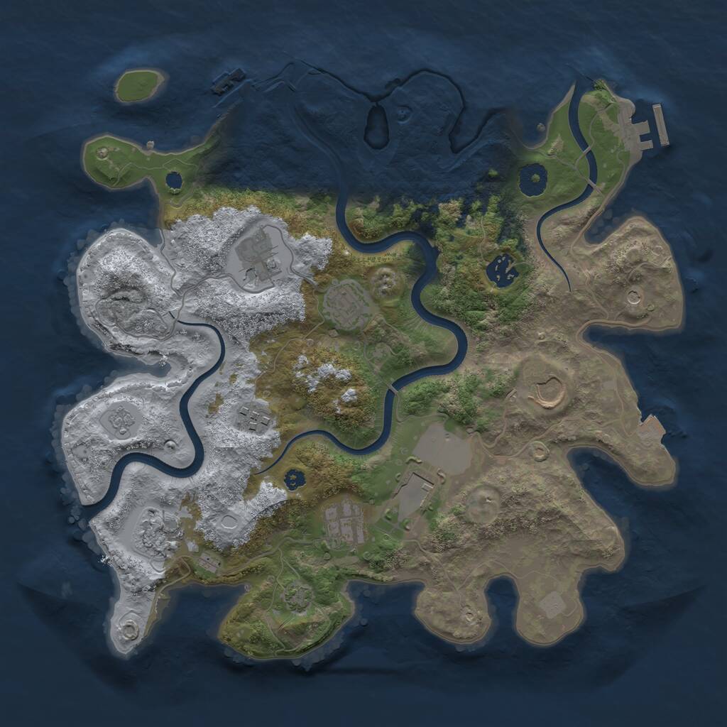 Rust Map: Procedural Map, Size: 3500, Seed: 2016216896, 14 Monuments