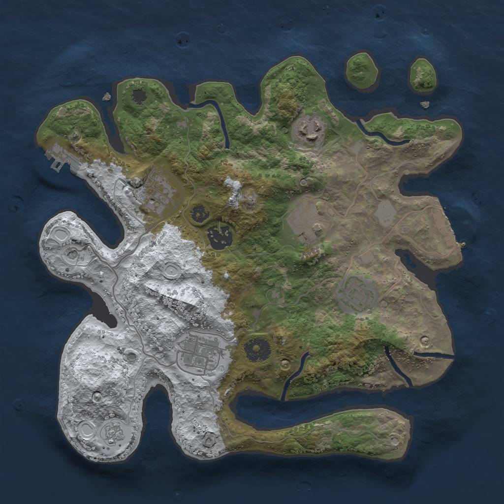 Rust Map: Procedural Map, Size: 3000, Seed: 2436215, 15 Monuments