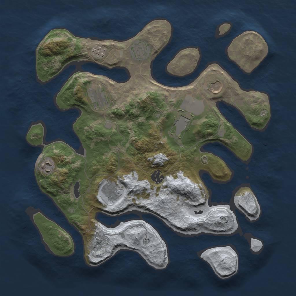 Rust Map: Barren, Size: 3500, Seed: 1188534722, 11 Monuments