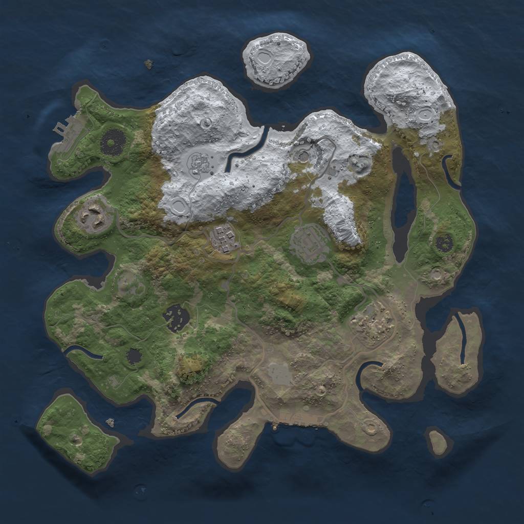 Rust Map: Procedural Map, Size: 3000, Seed: 601959, 14 Monuments
