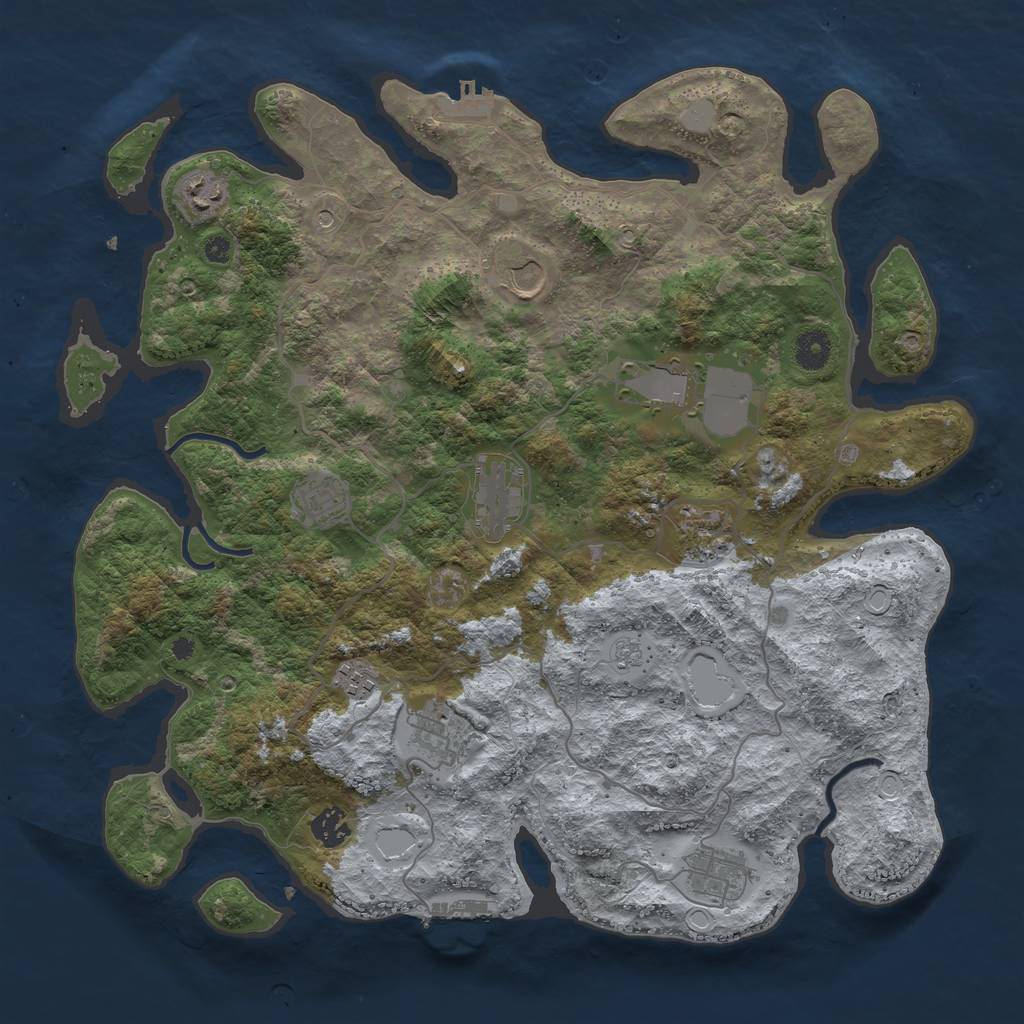 Rust Map: Procedural Map, Size: 4000, Seed: 21542352, 19 Monuments
