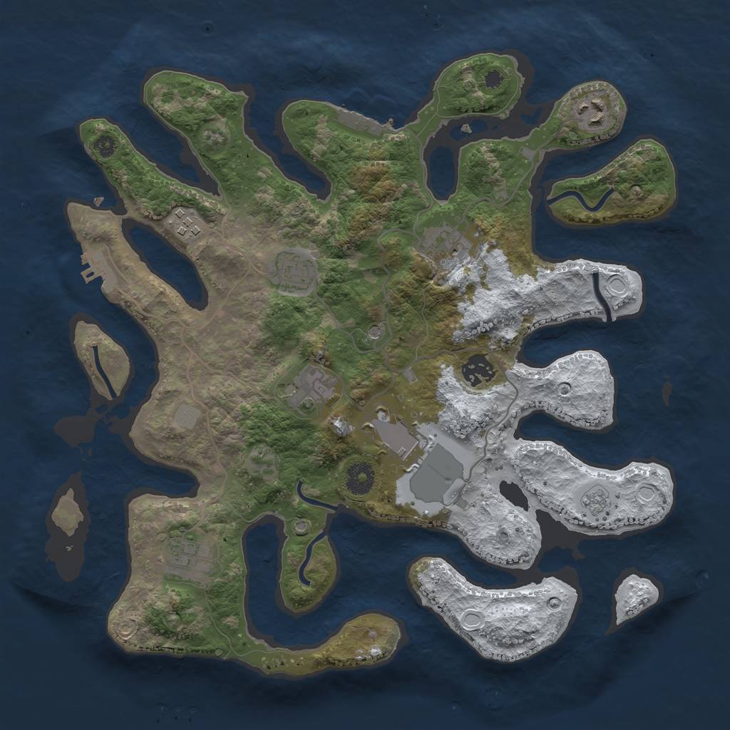 Rust Map: Procedural Map, Size: 3500, Seed: 1194564239, 17 Monuments