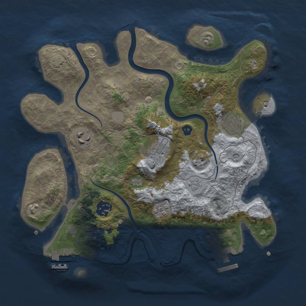 Rust Map: Procedural Map, Size: 3000, Seed: 985001, 11 Monuments