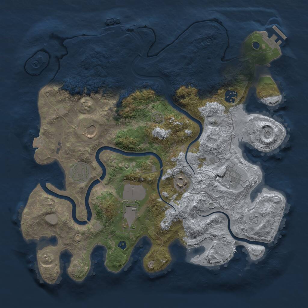 Rust Map: Procedural Map, Size: 3600, Seed: 1296251617, 12 Monuments