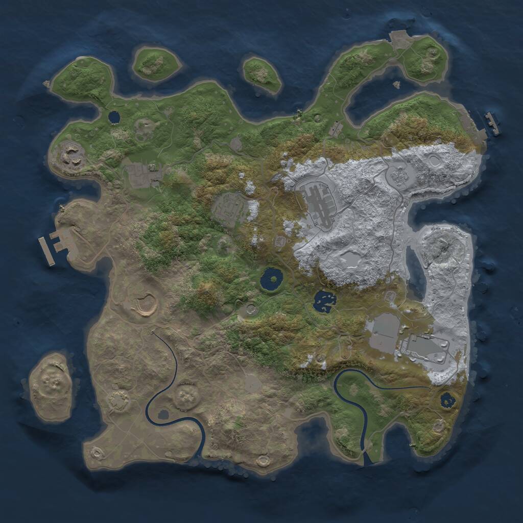 Rust Map: Procedural Map, Size: 3500, Seed: 1610, 13 Monuments
