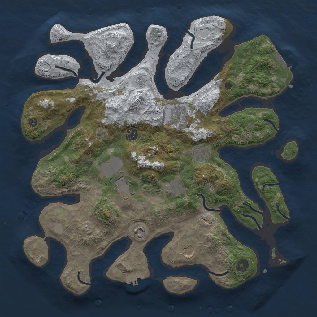 Rust Map: Procedural Map, Size: 3800, Seed: 973452, 17 Monuments