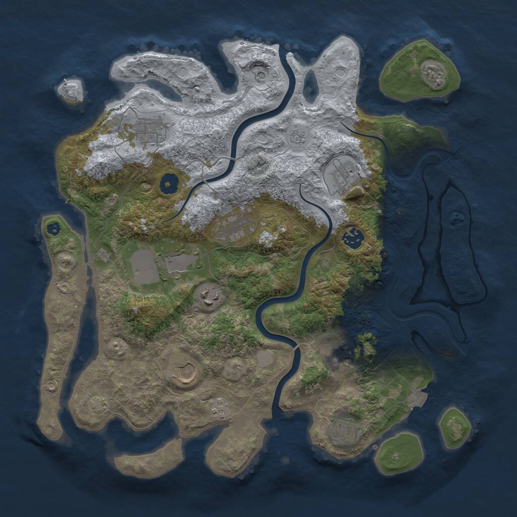 Rust Map: Procedural Map, Size: 3850, Seed: 354353809, 14 Monuments