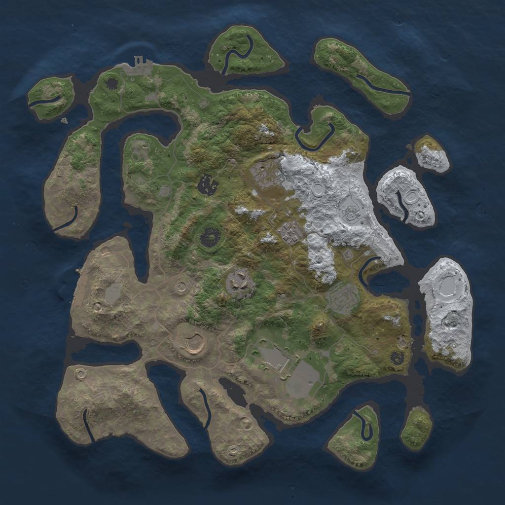 Rust Map: Procedural Map, Size: 3700, Seed: 1056039711, 16 Monuments