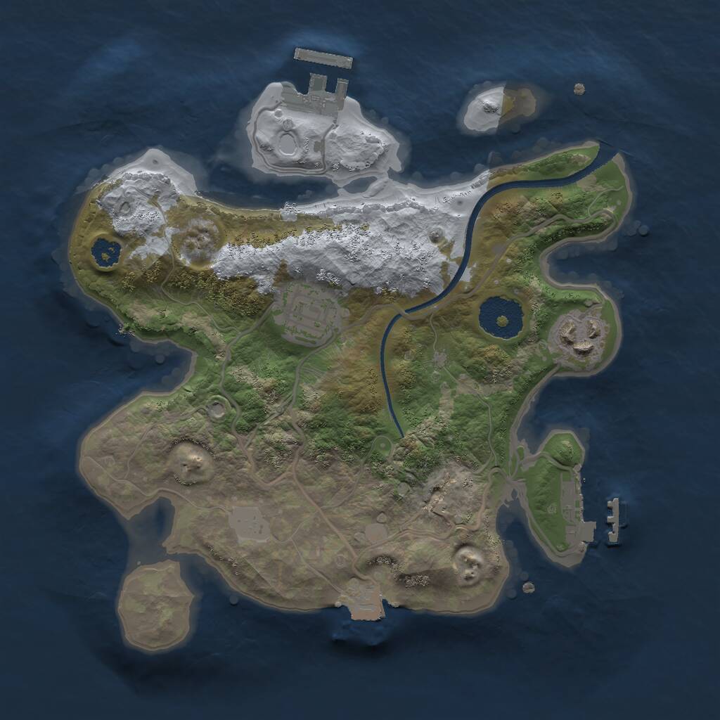 Rust Map: Procedural Map, Size: 2500, Seed: 405151611, 5 Monuments