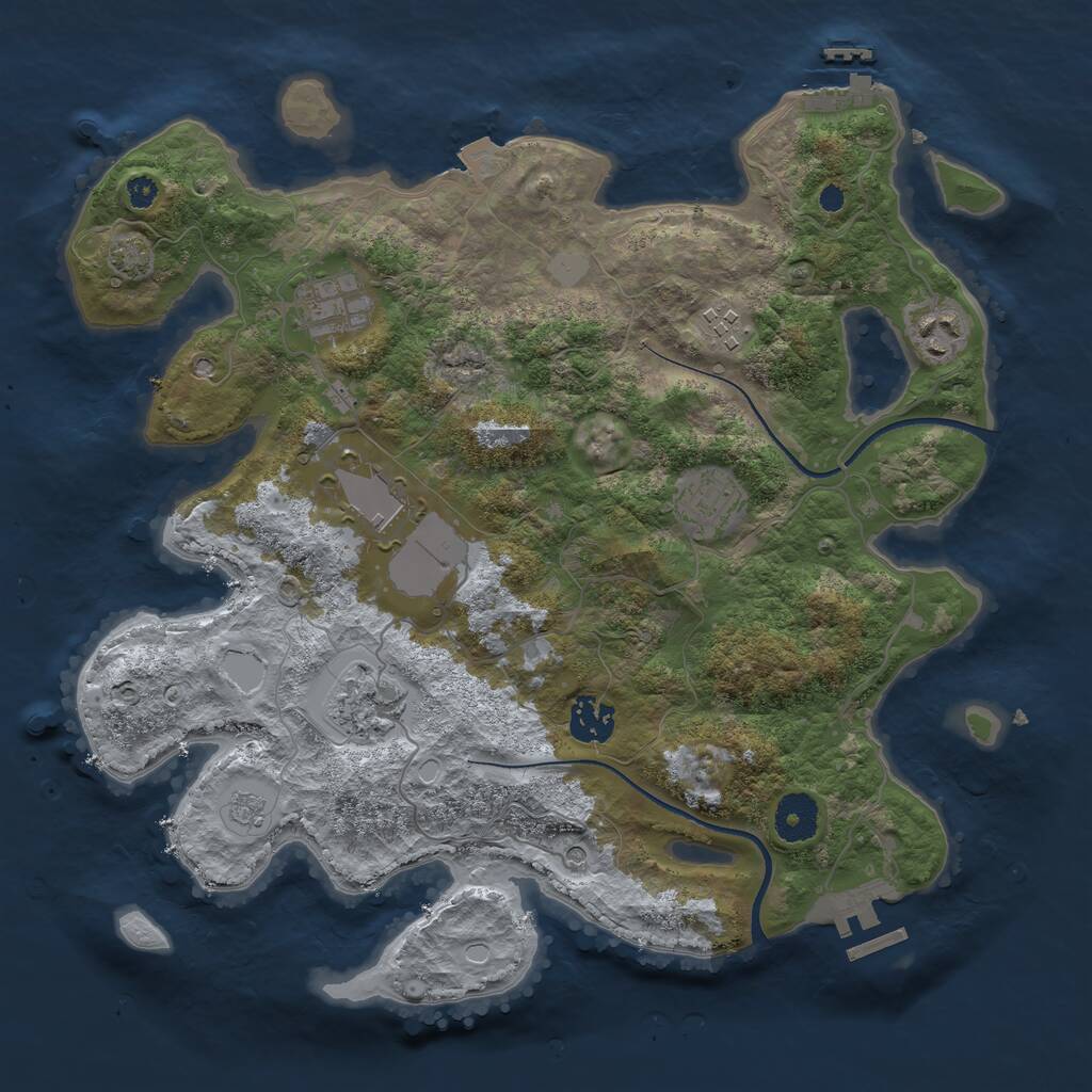 Rust Map: Procedural Map, Size: 3500, Seed: 554295401, 13 Monuments