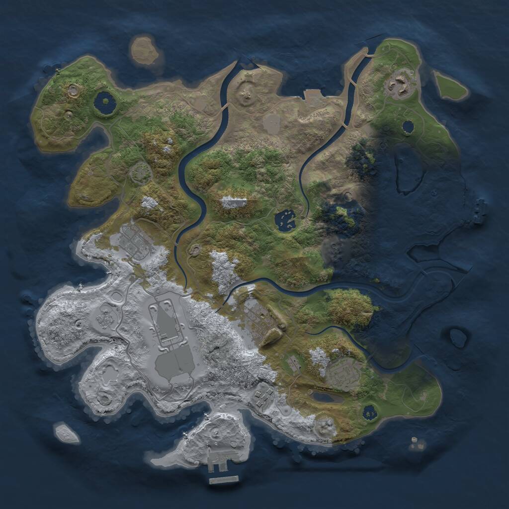 Rust Map: Procedural Map, Size: 3500, Seed: 554295401, 13 Monuments