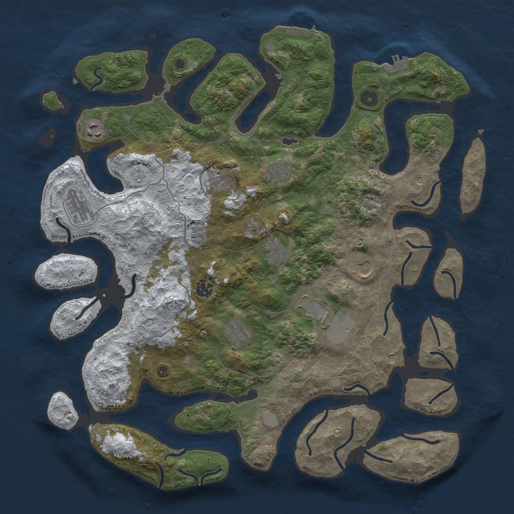 Rust Map: Procedural Map, Size: 4500, Seed: 5673214, 19 Monuments