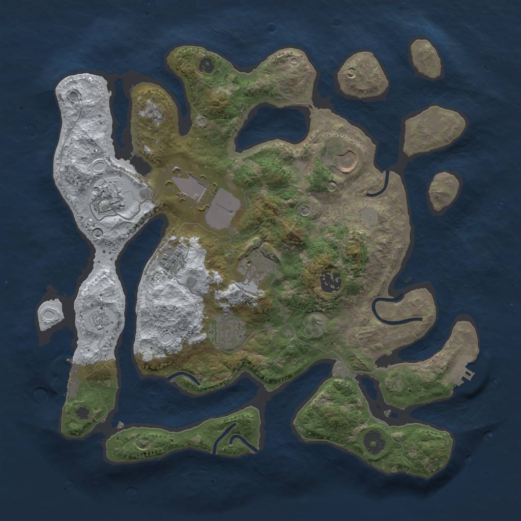Rust Map: Procedural Map, Size: 3500, Seed: 703052400, 16 Monuments