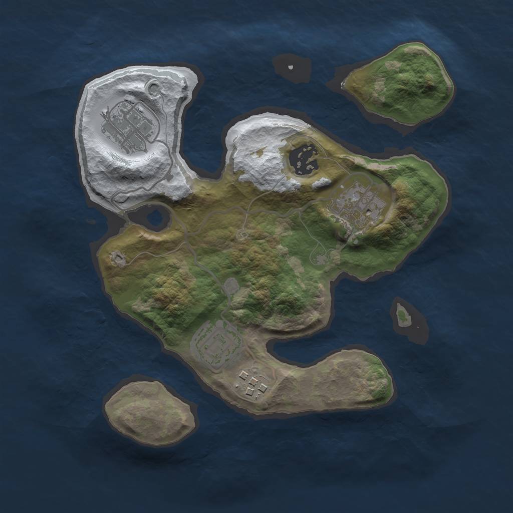 Rust Map: Barren, Size: 2500, Seed: 719029, 7 Monuments
