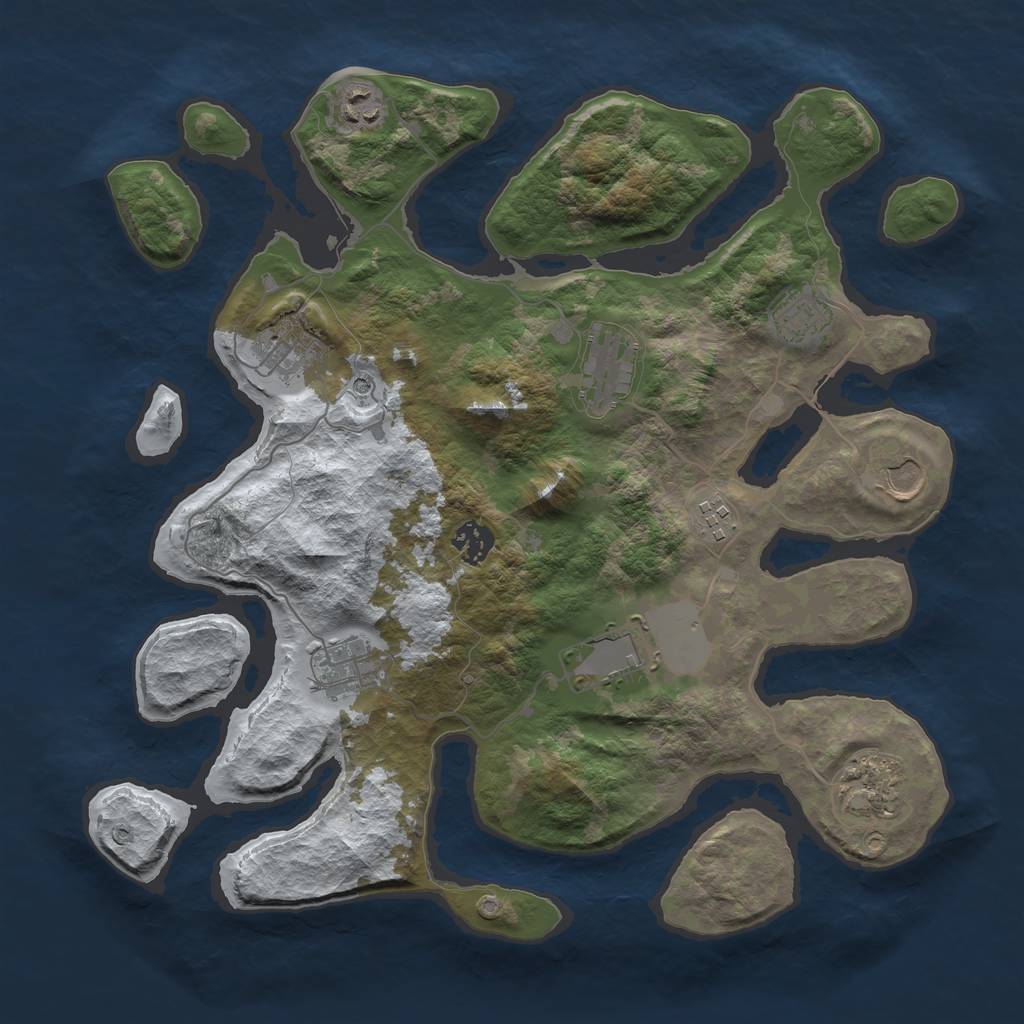 Rust Map: Barren, Size: 3700, Seed: 356450057, 13 Monuments