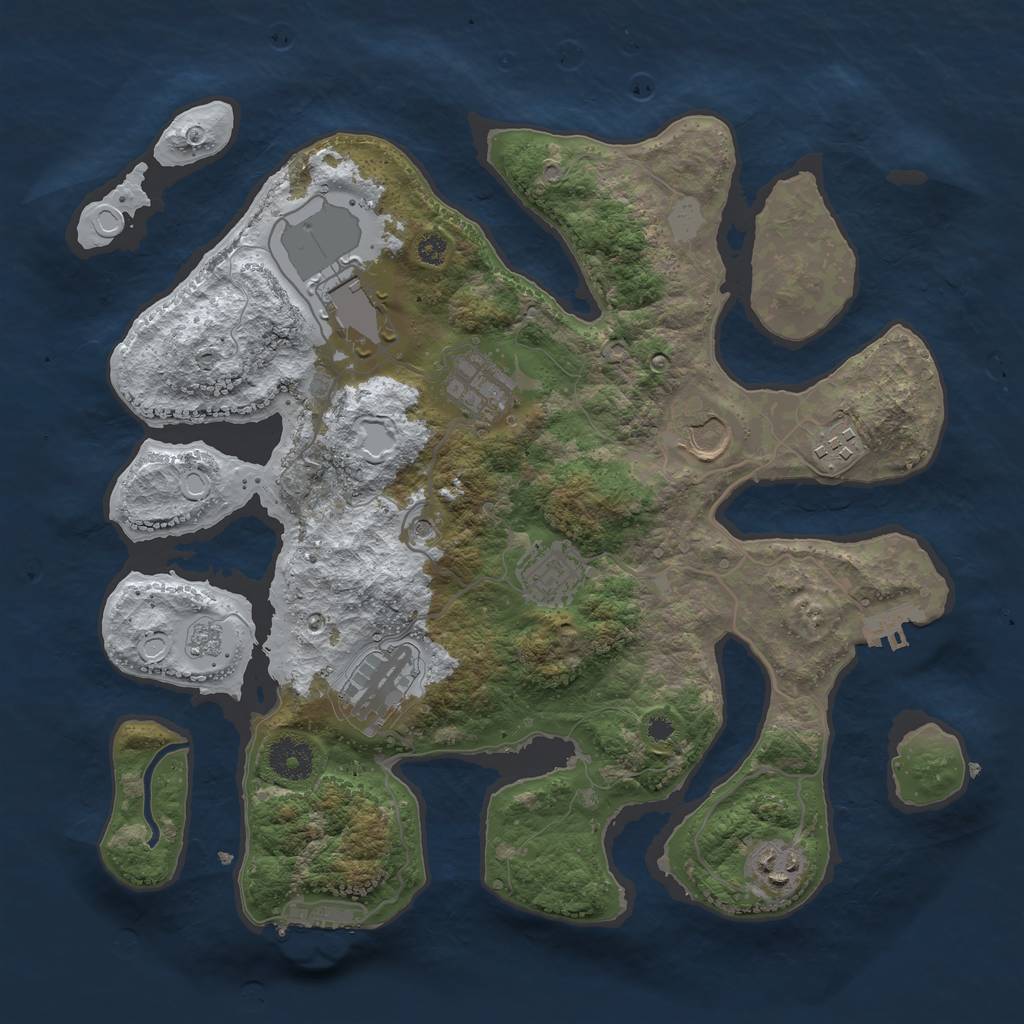 Rust Map: Procedural Map, Size: 3500, Seed: 26013, 16 Monuments