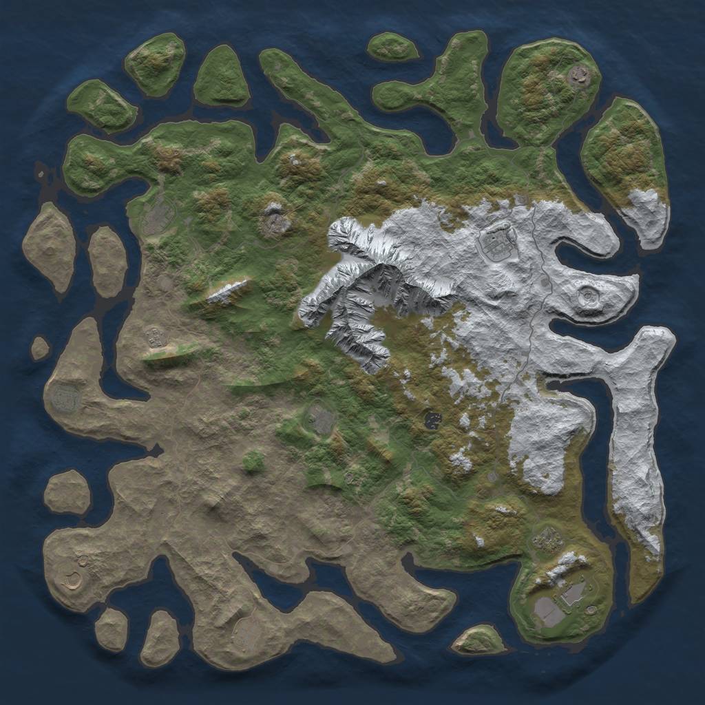 Rust Map: Barren, Size: 6000, Seed: 40, 14 Monuments