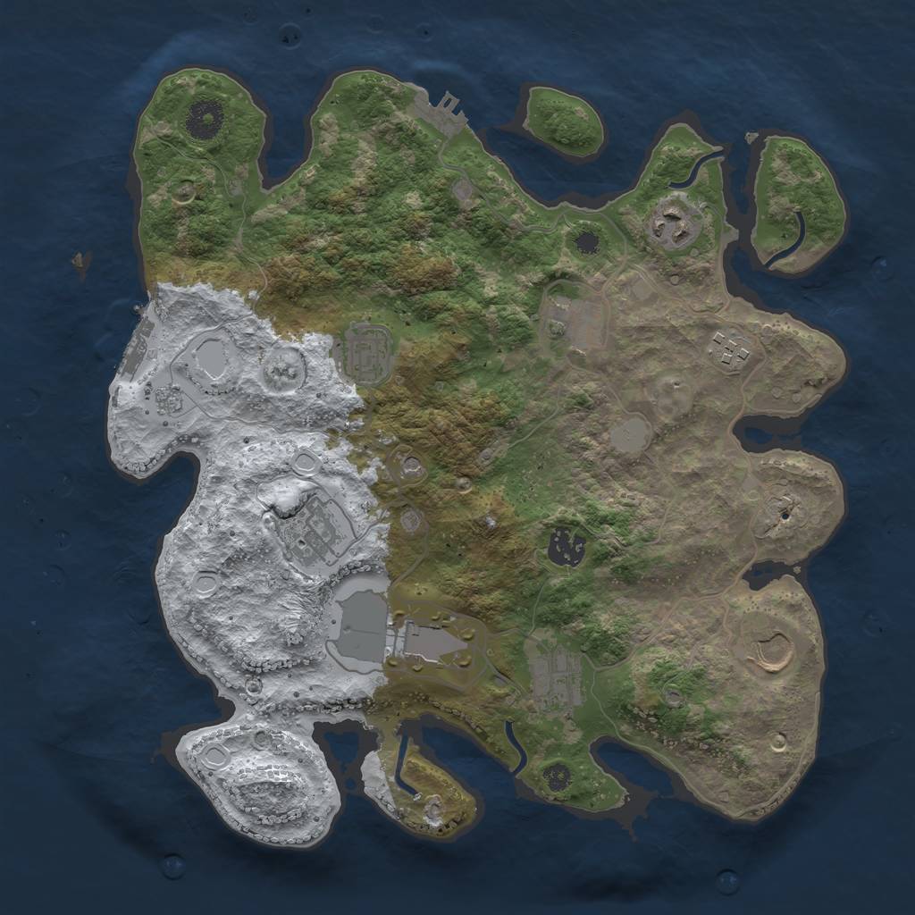 Rust Map: Procedural Map, Size: 3500, Seed: 2072212946, 18 Monuments