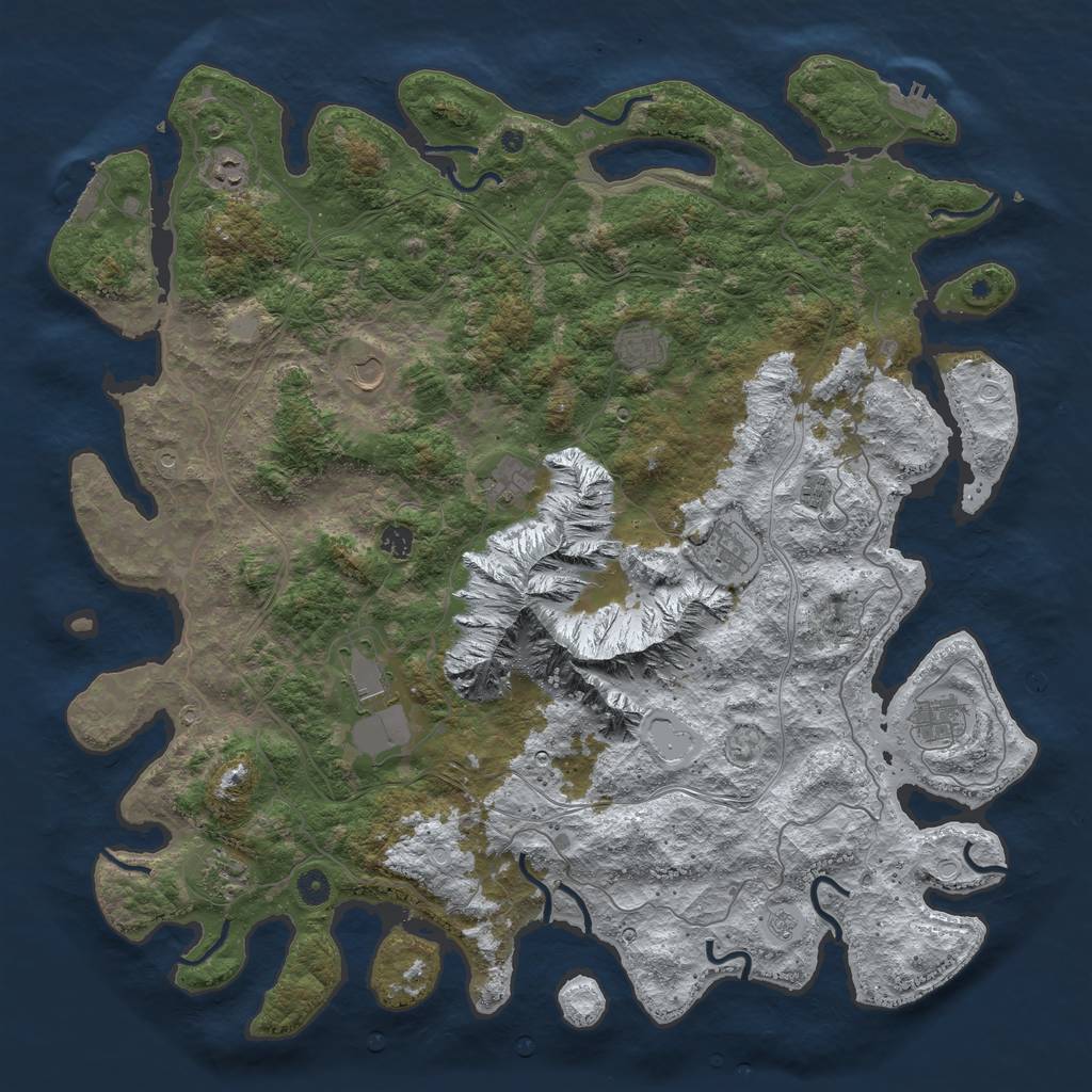 Rust Map: Procedural Map, Size: 5000, Seed: 725369698, 19 Monuments