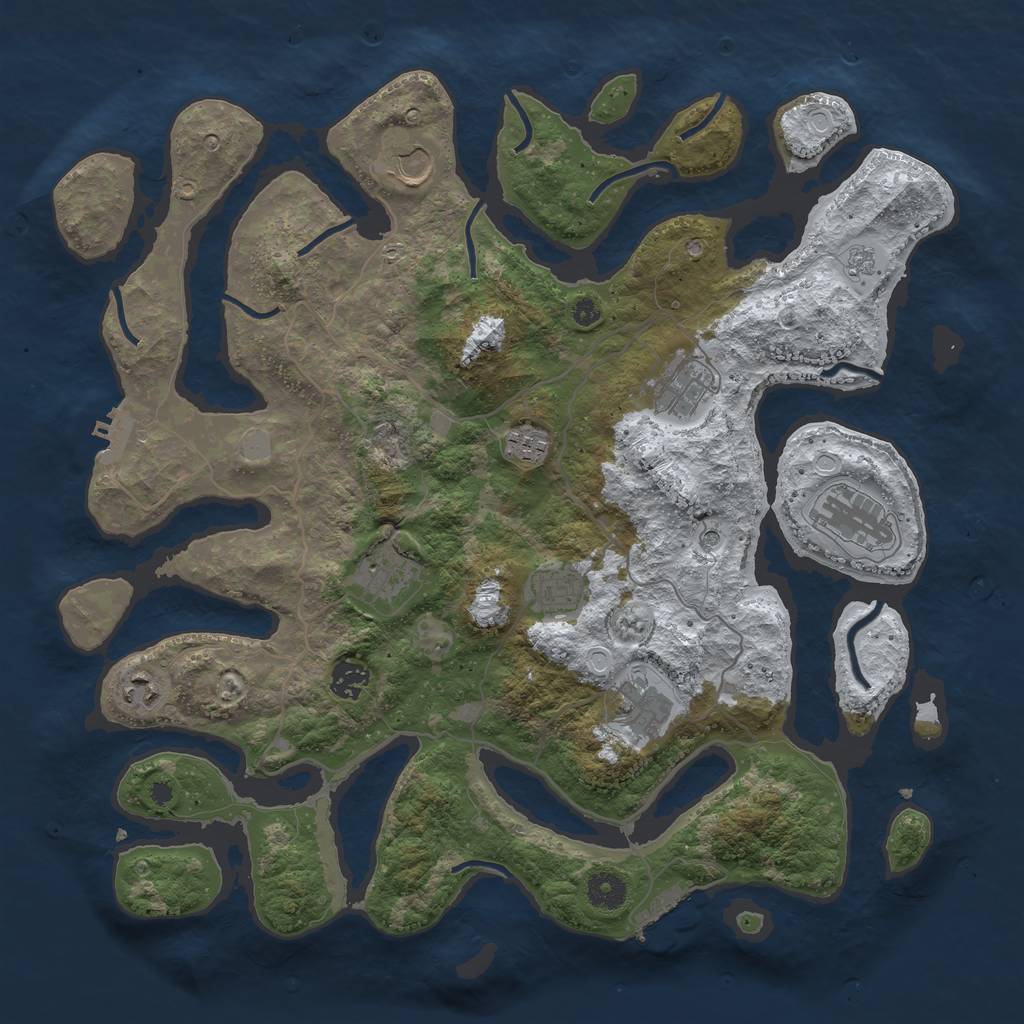 Rust Map: Procedural Map, Size: 4000, Seed: 66171592, 18 Monuments