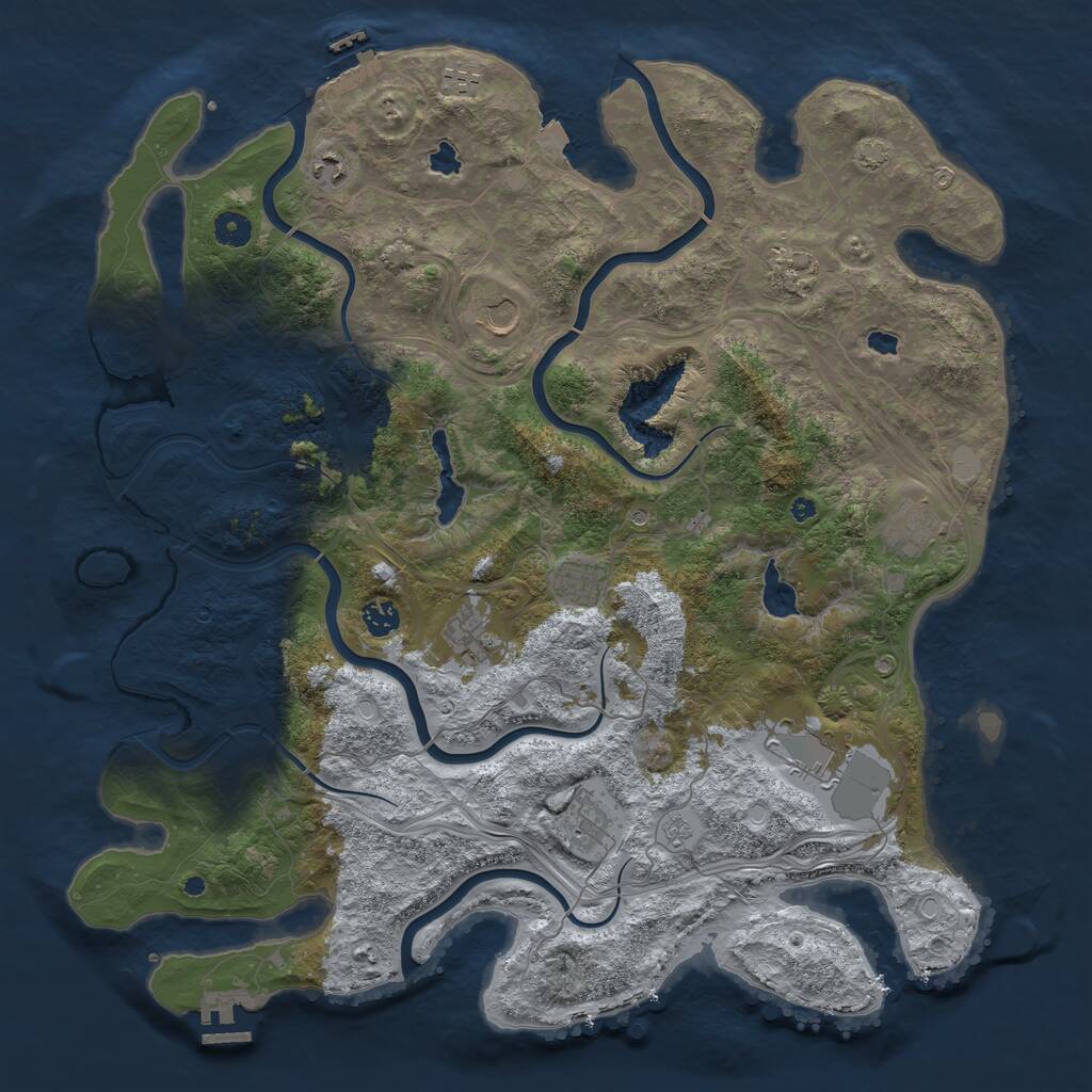 Rust Map: Procedural Map, Size: 4500, Seed: 11992, 16 Monuments