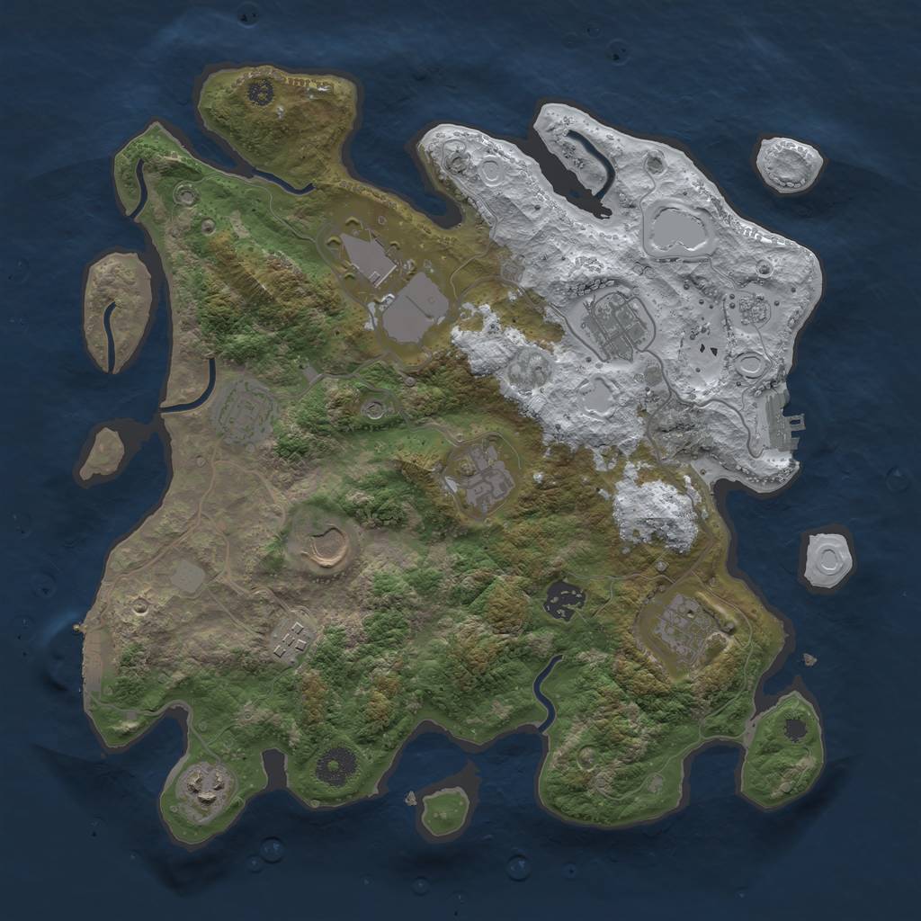 Rust Map: Procedural Map, Size: 3500, Seed: 1643596476, 18 Monuments
