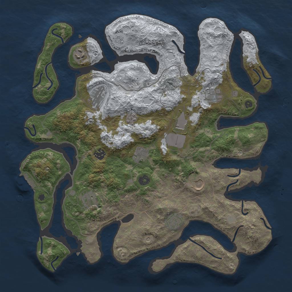 Rust Map: Procedural Map, Size: 4000, Seed: 508144732, 18 Monuments