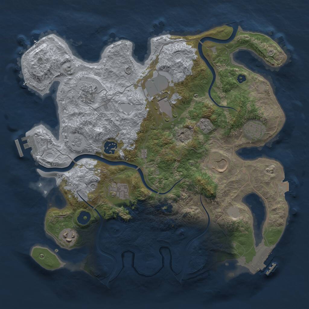 Rust Map: Procedural Map, Size: 3500, Seed: 384041380, 14 Monuments