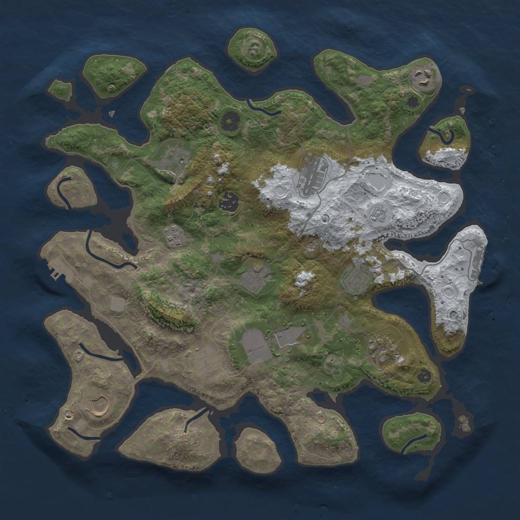 Rust Map: Procedural Map, Size: 3950, Seed: 1039211641, 20 Monuments