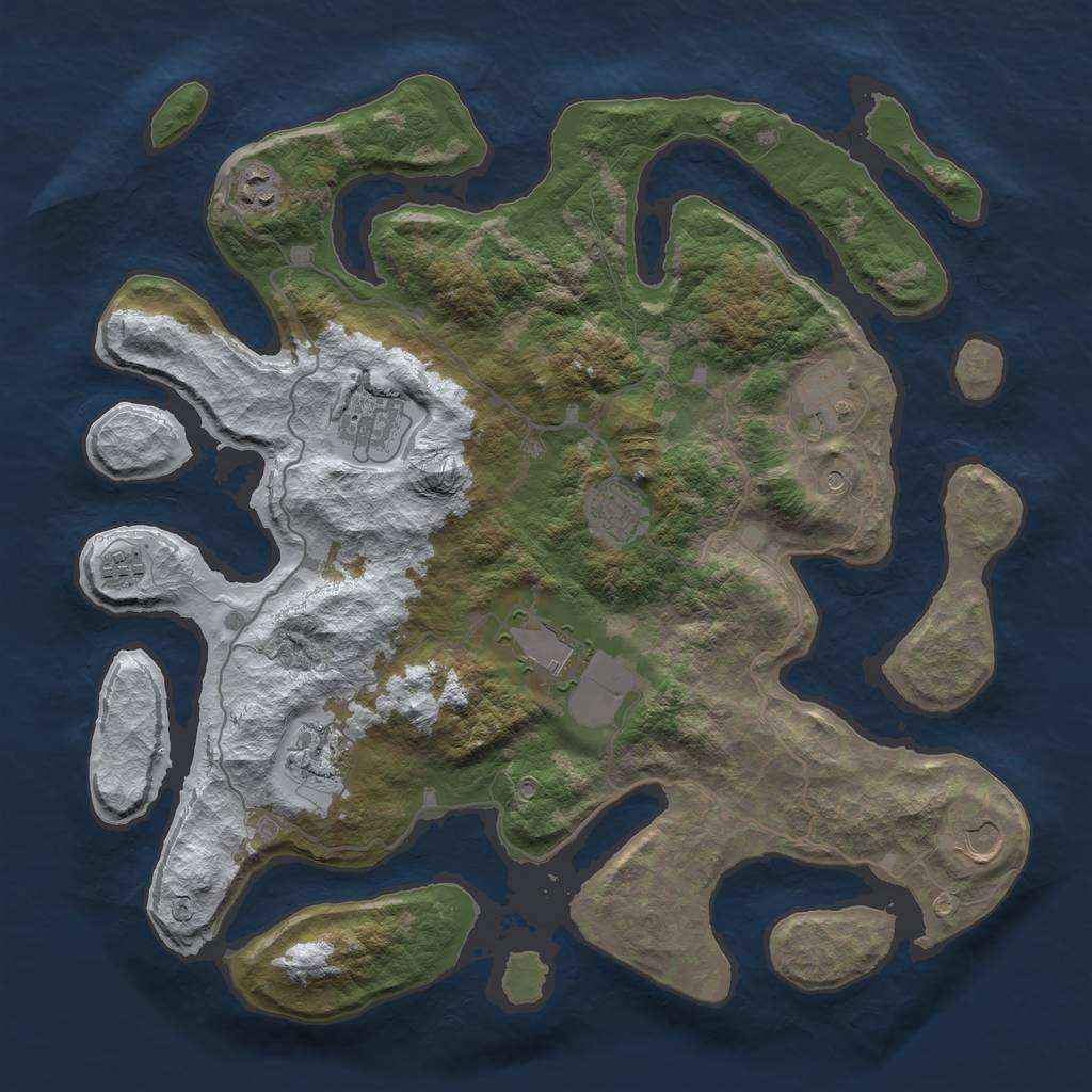 Rust Map: Barren, Size: 4000, Seed: 1989192881, 11 Monuments