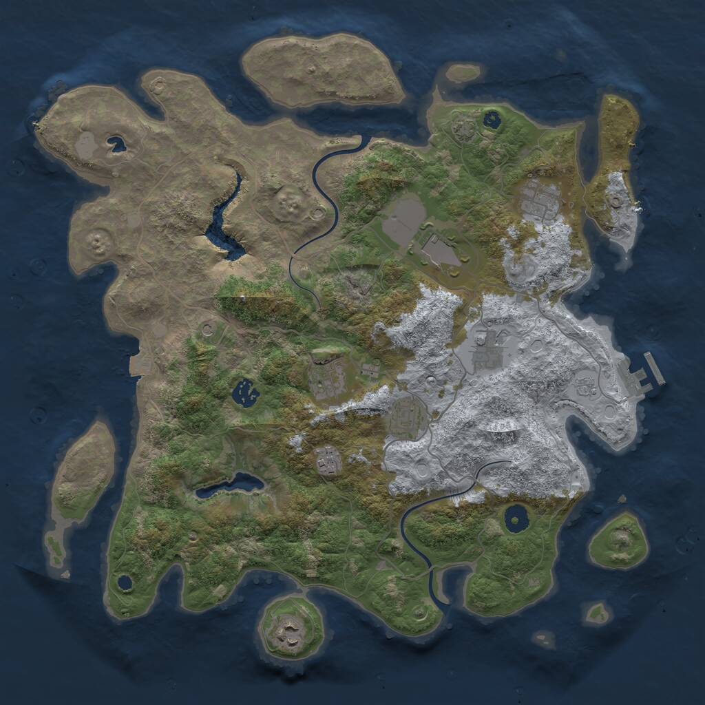 Rust Map: Procedural Map, Size: 4000, Seed: 572041591, 13 Monuments