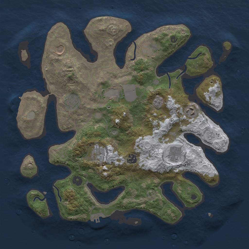 Rust Map: Procedural Map, Size: 3750, Seed: 3257160, 18 Monuments