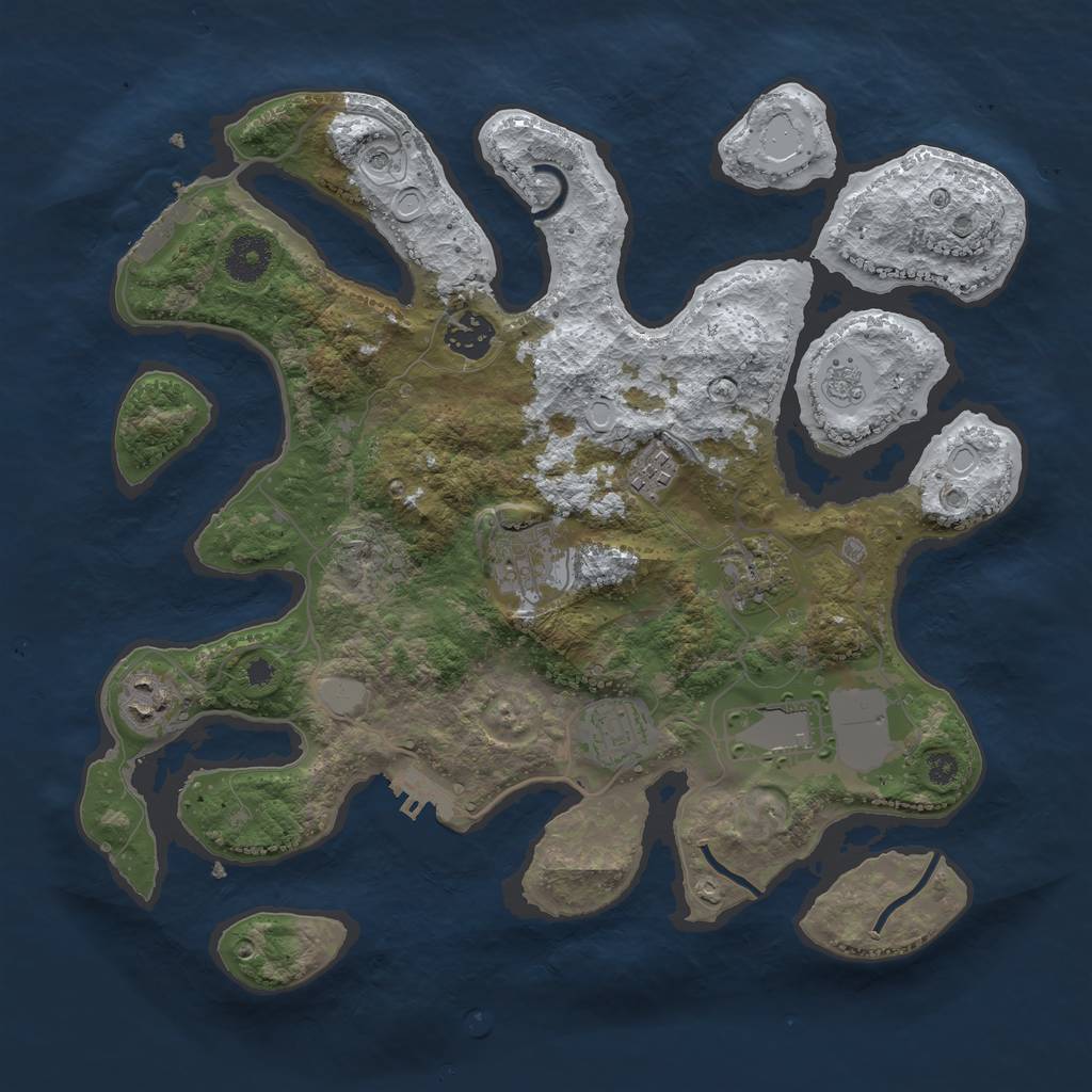 Rust Map: Procedural Map, Size: 3500, Seed: 98198165, 16 Monuments
