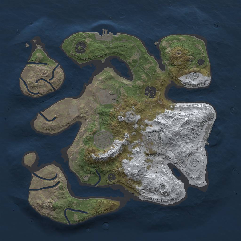 Rust Map: Procedural Map, Size: 3000, Seed: 74293, 13 Monuments