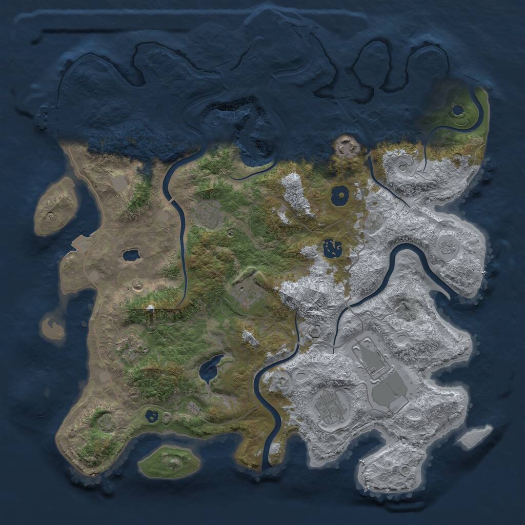 Rust Map: Procedural Map, Size: 4000, Seed: 23, 13 Monuments