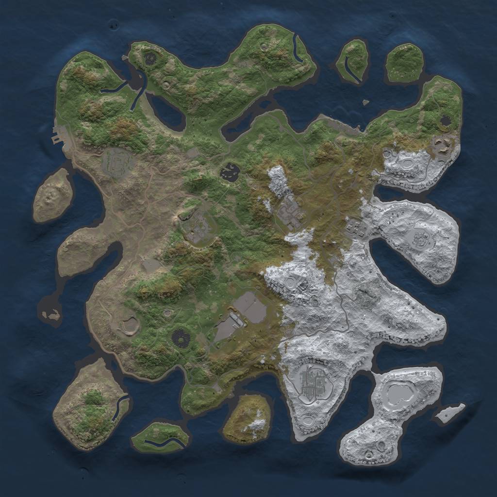 Rust Map: Procedural Map, Size: 4000, Seed: 23, 18 Monuments