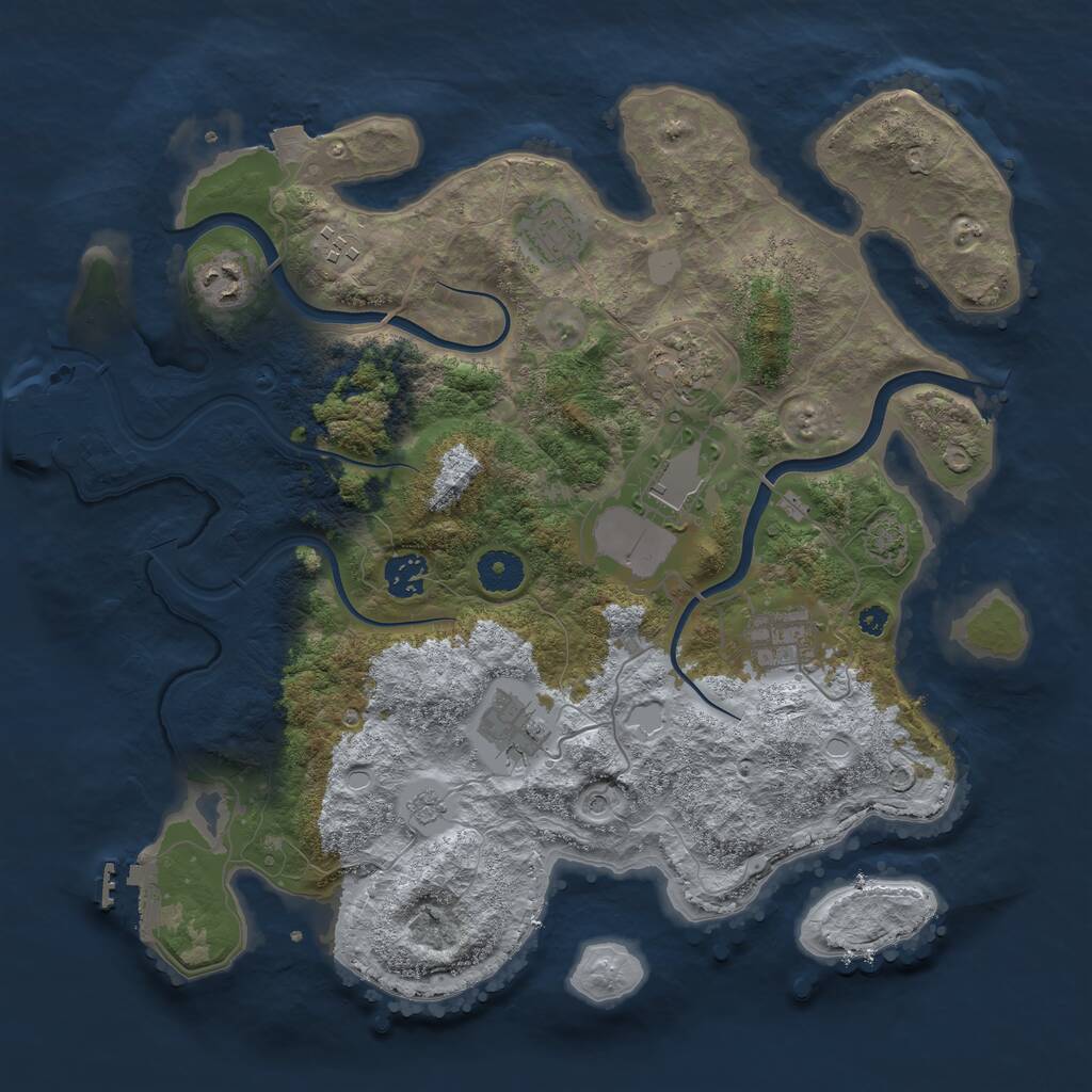 Rust Map: Procedural Map, Size: 3700, Seed: 96585522, 14 Monuments