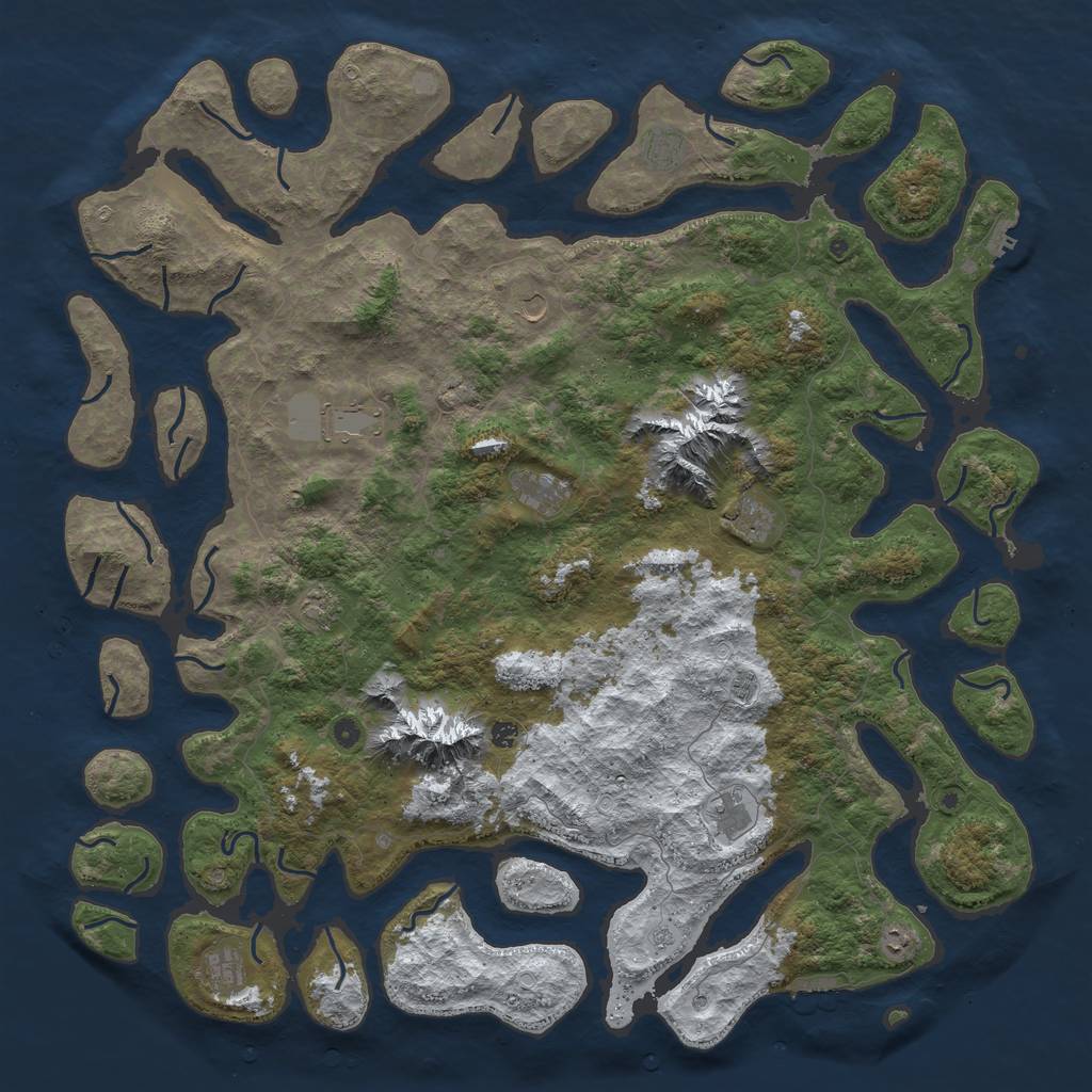 Rust Map: Procedural Map, Size: 6000, Seed: 673866, 20 Monuments