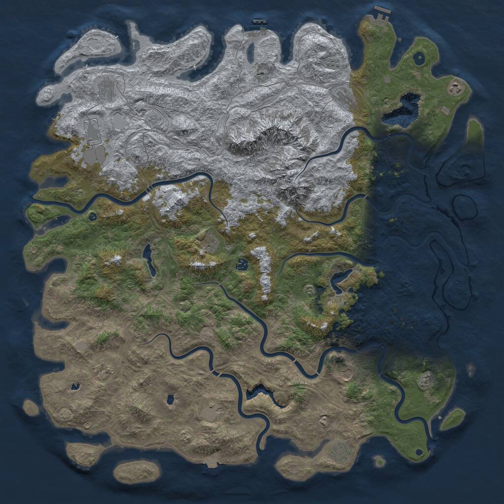 Rust Map: Procedural Map, Size: 6000, Seed: 74312167, 17 Monuments
