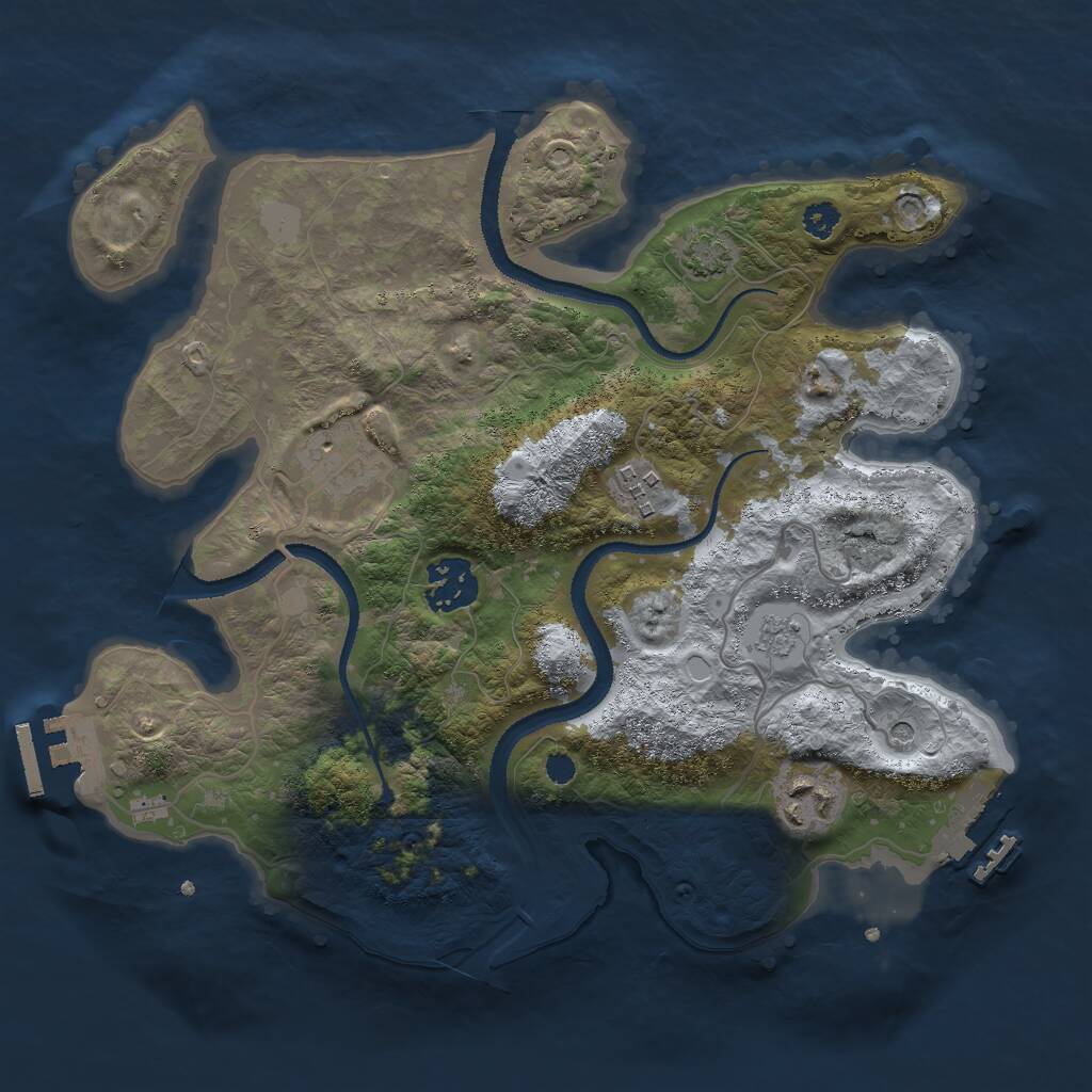 Rust Map: Procedural Map, Size: 3000, Seed: 50500, 10 Monuments