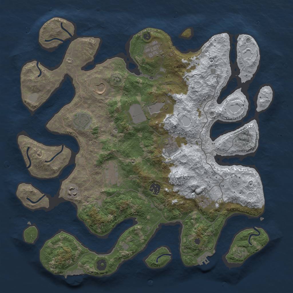 Rust Map: Procedural Map, Size: 4000, Seed: 551394, 18 Monuments