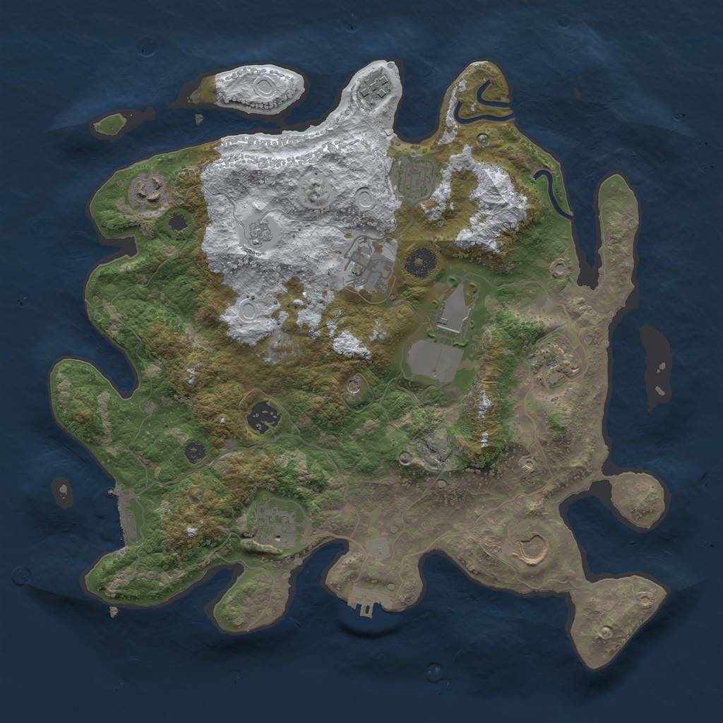 Rust Map: Procedural Map, Size: 3600, Seed: 313813214, 18 Monuments