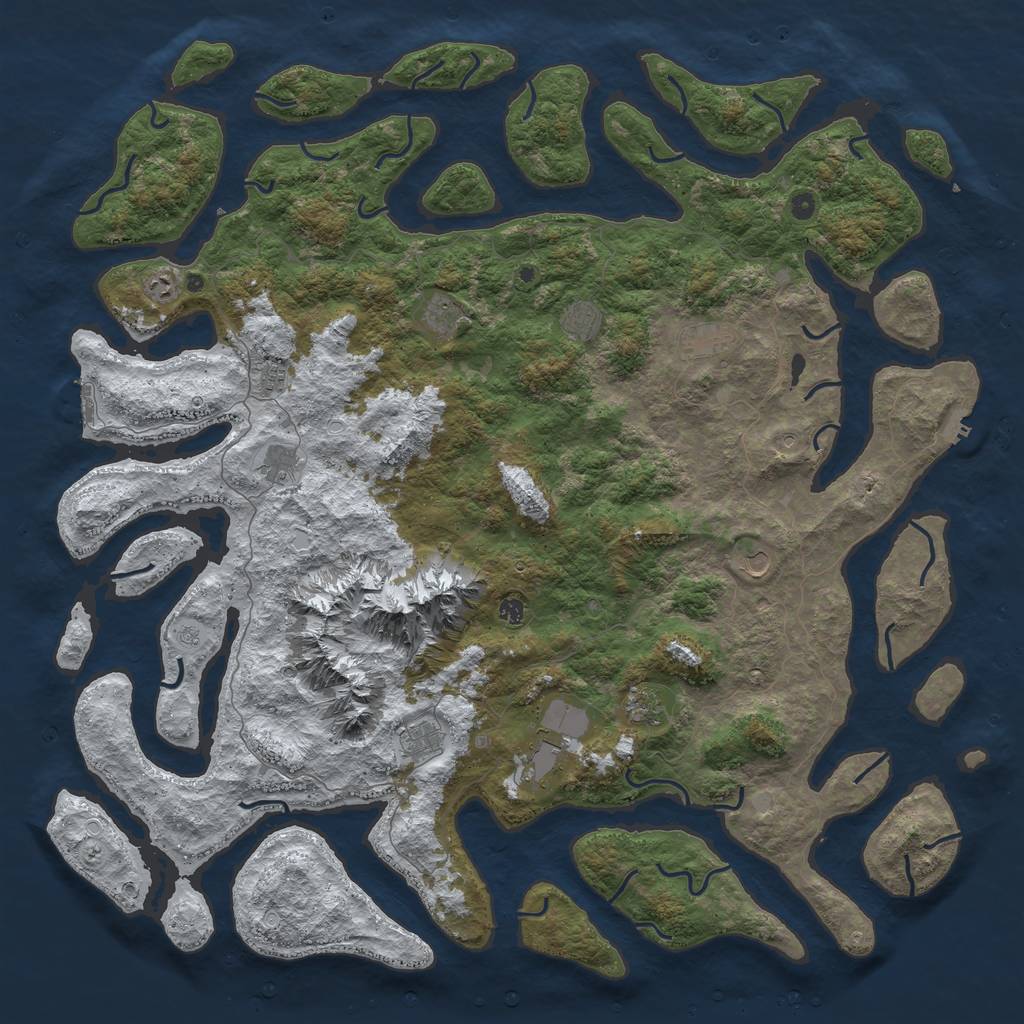 Rust Map: Procedural Map, Size: 6000, Seed: 375485181, 20 Monuments