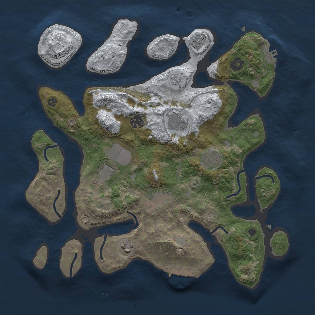 Rust Map: Procedural Map, Size: 3500, Seed: 3501, 16 Monuments