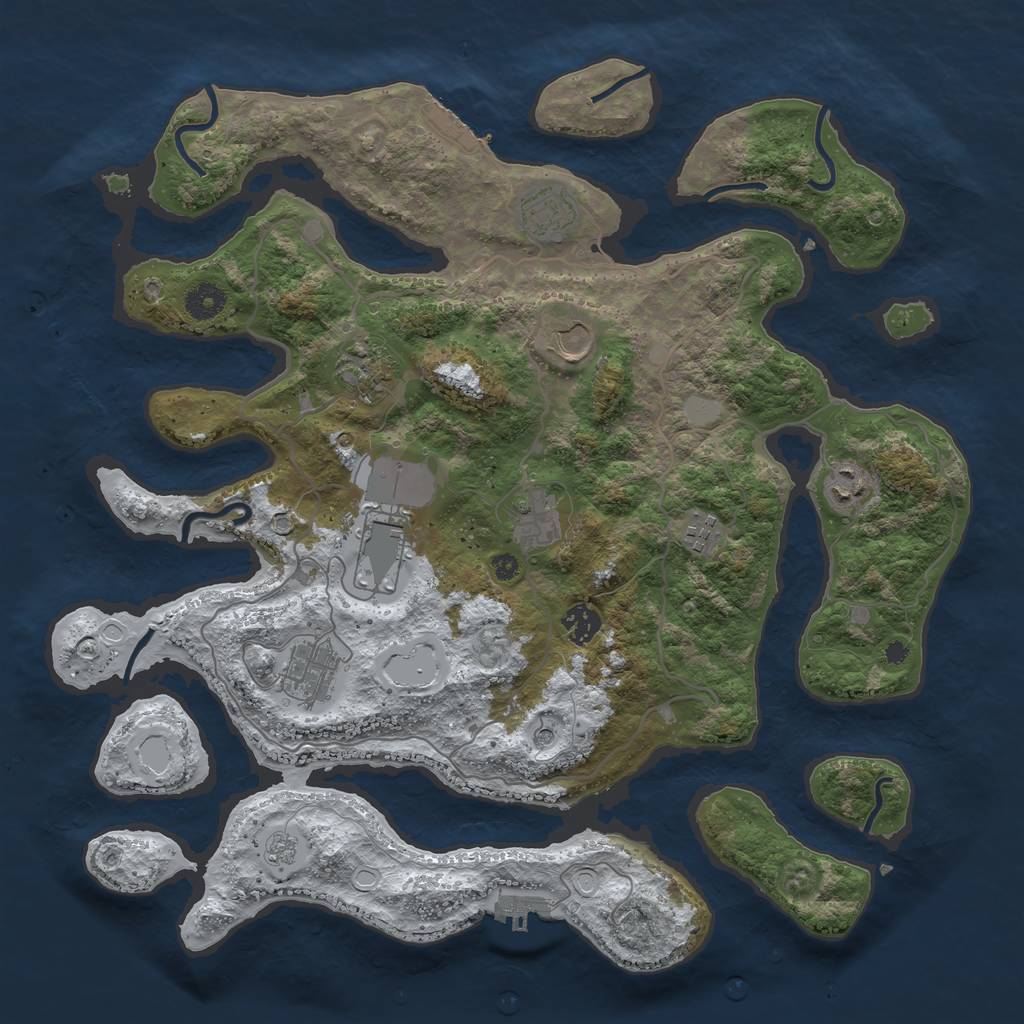 Rust Map: Procedural Map, Size: 4000, Seed: 2969202, 18 Monuments