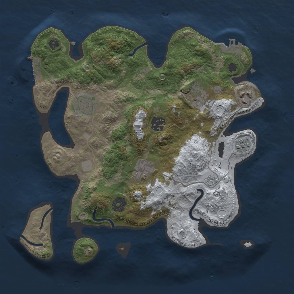 Rust Map: Procedural Map, Size: 3000, Seed: 1066618413, 14 Monuments